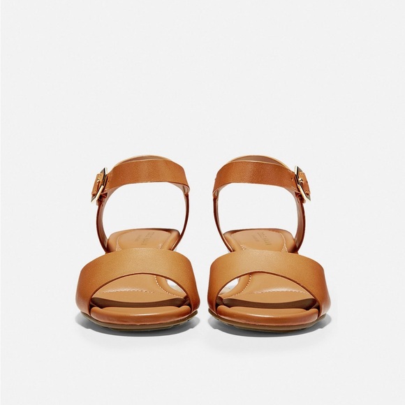 Cole Hann Genuine Leather Tan Wedge Sandals With Cushioned Footbed NIB - Picture 3 of 11